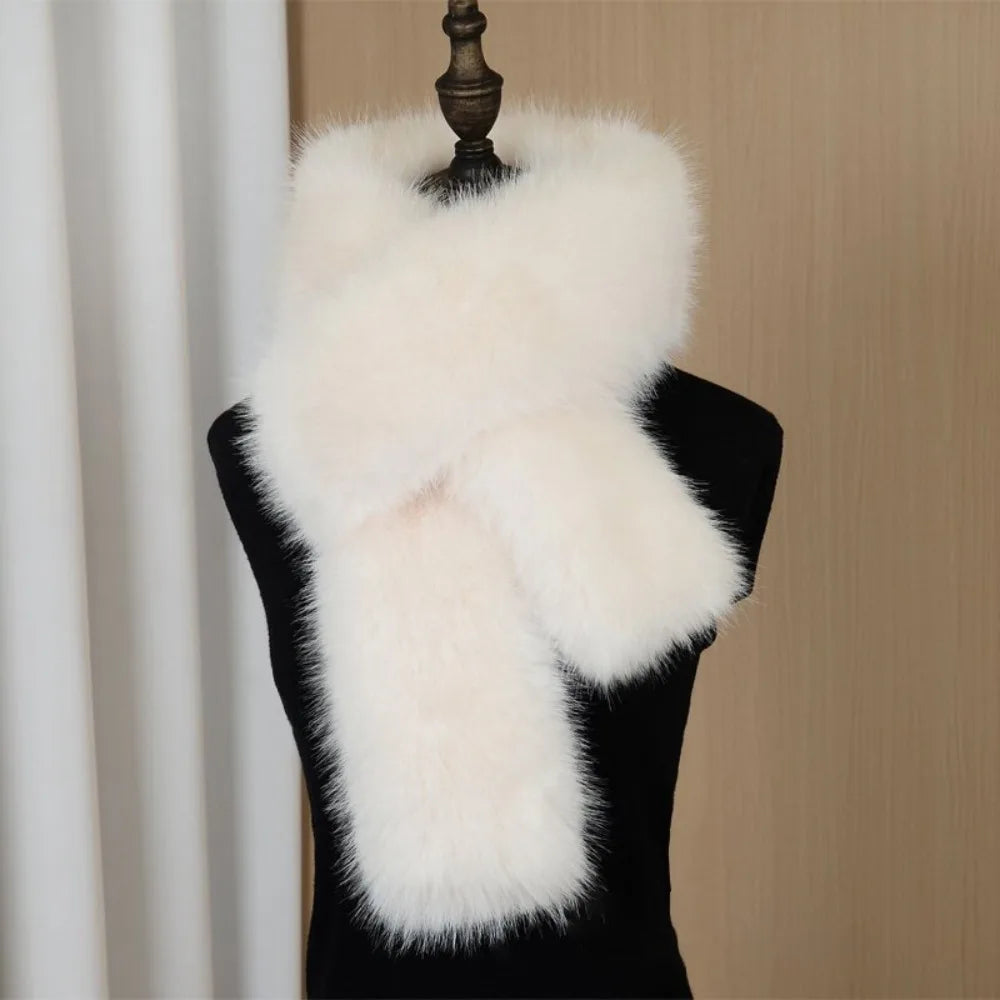 Vintage 180cm Fake Fur Long Scarf Soft Fur Decor Long Strip Scarf Thick Ladies Neck Warmer Scarves Outdoor