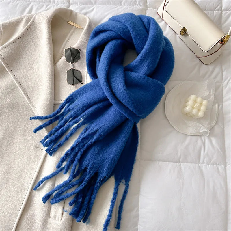 Winter Scarf for Women Cashmere Warm Solid Pashmina Blanket Wraps Female Thick Soft Bufanda Big Tassel Shawl Long Poncho Echarpe