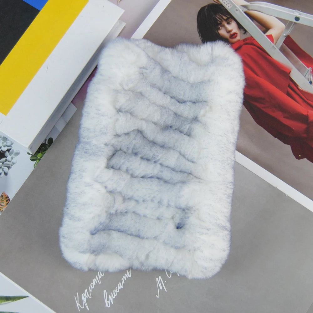 Women Real Fur Handmade Stretch Fur Scarf Knit Genuine Rex Rabbit Fur Headbands Girls Natural Fur Ring Cowl Snood Scarves Winter
