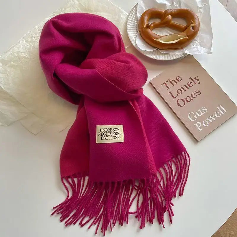 Fashion Solid Cashmere Warm Scarf New Design Pashmina Winter Double Side Diffrent Color Shawl Wraps Bufanda with Tassel Blanket