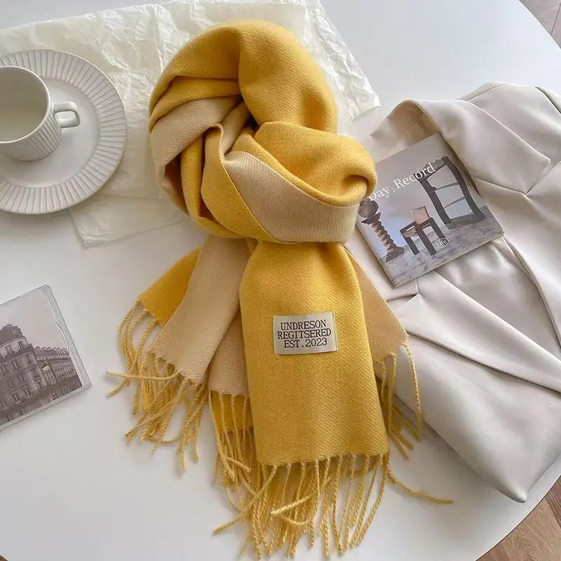 Fashion Solid Cashmere Warm Scarf New Design Pashmina Winter Double Side Diffrent Color Shawl Wraps Bufanda with Tassel Blanket