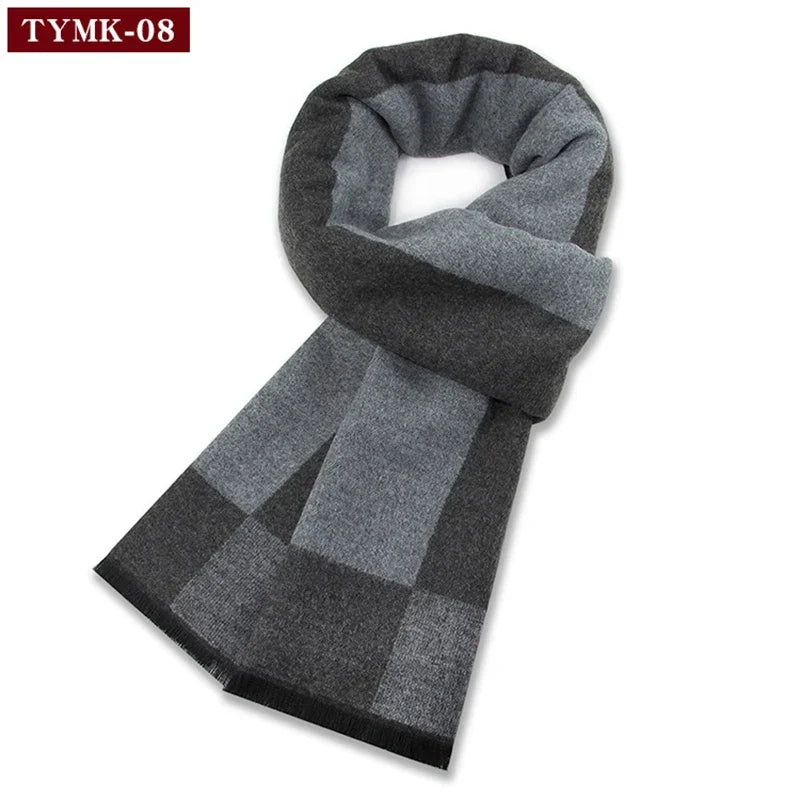 Luxury Scarf Man Winter Warm Wool Scarf For Men Cashmere Scarves Casual Plaid Male Long Pashmina Outdoor Shawls Man Muffler Gift