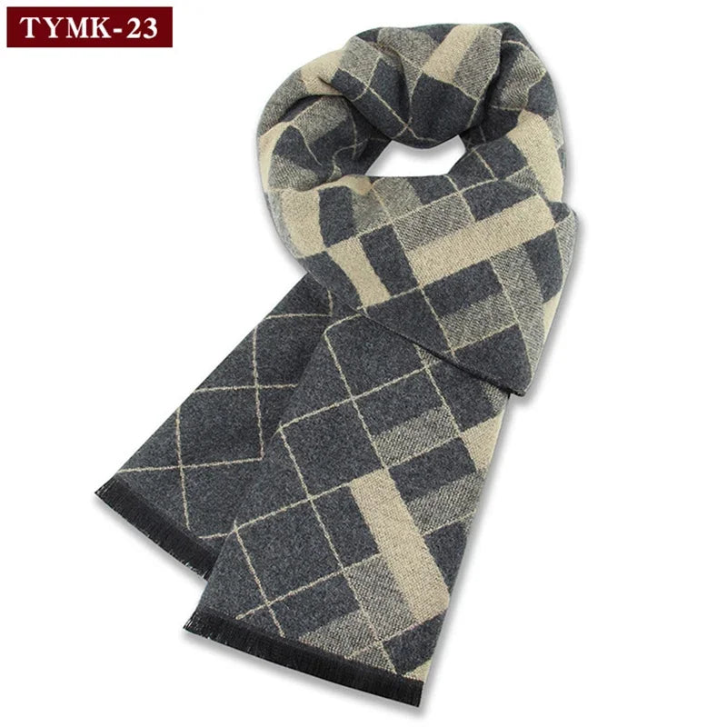 Luxury Scarf Man Winter Warm Wool Scarf For Men Cashmere Scarves Casual Plaid Male Long Pashmina Outdoor Shawls Man Muffler Gift